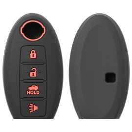 2 PCS Silicone 4 Button Remote Control Key Case Fob Shell Cover Ring Holder Protector for Nissan Altima Armada Maxima Sentra Pathfinder Titan Murano Rogue Versa Leaf Kicks Juke 370Z Quest GT-R