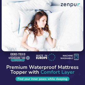 ZenPur Breathable Mattress Protector 160 x 200 cm, Waterproof Standard 100 by Oeko-TEX, Moisture Protection 160x200 cm, Incontinence Underlay, Washable and Waterproof Mattress Topper