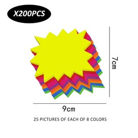 200 Sheets Fluorescent Colourful Price Tags, Writable Price Tags, Price Tags for Clothes, Toy Sales Signs, Retail Labels (8 Colours)