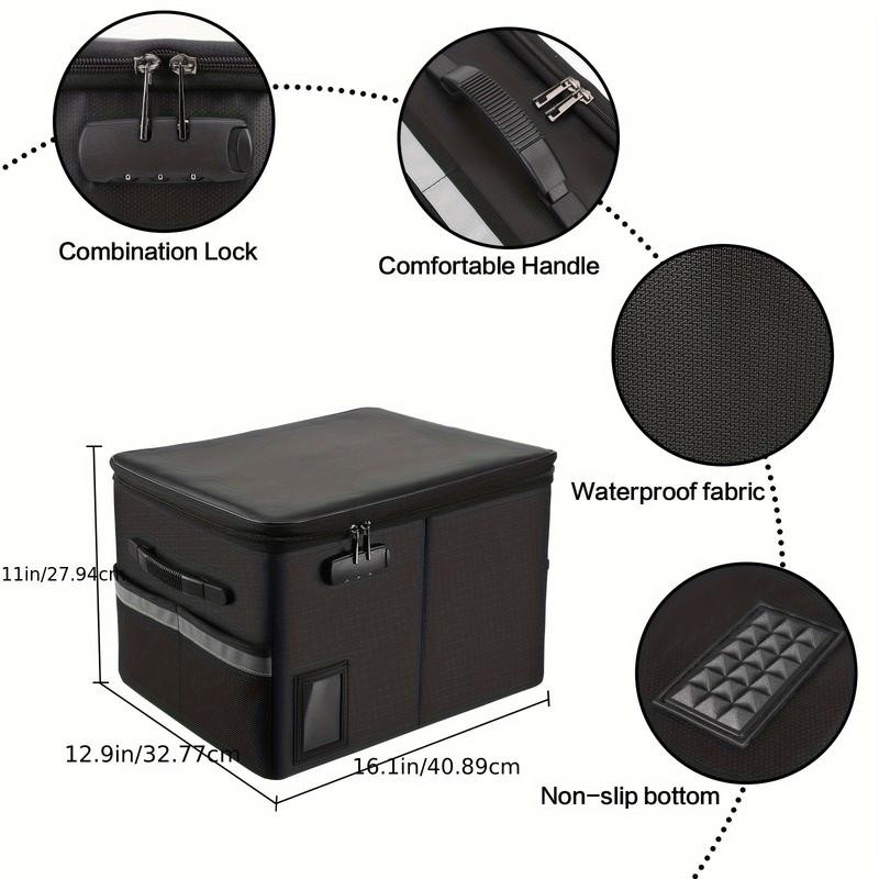 1 Pack Fireproof Document Box With Lock, Portable File Safe