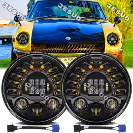JESUO 7"inch round LED Headlight For Datsun 240z 260z 280z 280zx 1600 180B 520 620 ++