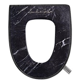 CHZJ Duoduo Toilet Seat Cover with Zipper, Washable Standard Toilet Lid Cover with Handle, Soft Thicken Warm Cover Pad Cushion for Bathroom, Fits All Elongated (Oval) Toilet Seats (Black)