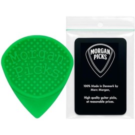 Morgan Picks TT1 Plectrum - Flexible Guitar Pick in Bright Green - Jazz Shaped Guitar Picks with Strong Grip - Guitar Pick for Dynamic Playing - Made in Denmark