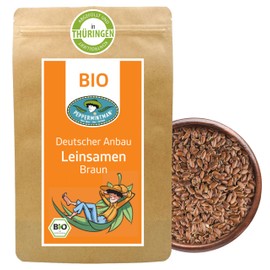 Organic Brown Linseed 300 g - Whole Grains - Brown Linseed from German Cultivation - Peppermintman