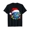 Bowling Ball Santa Hat Christmas Bowling Xmas Lights T-Shirt