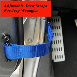 Adjustable Door Strap for Jeep Wrangler TJ YJ JK JKU JL JLU,Door Limiting Check Strap for Jeep Wrangler,Heavy Duty Strap Blue(Pack of 2)