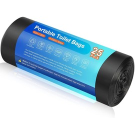 25 Portable Toilet Bags, Camping Toilet Bags, Biodegradable Porta Potty Bags, 8 Gallon Trash Bags Garbage Bags, Thickened Toilet Waste Bags Bucket Toilet, Compostable Bags