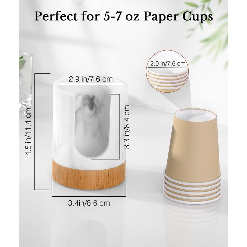 Luxspire Dixie Cup Dispenser, 5-7oz Bathroom Cup Dispenser, Marble Resin