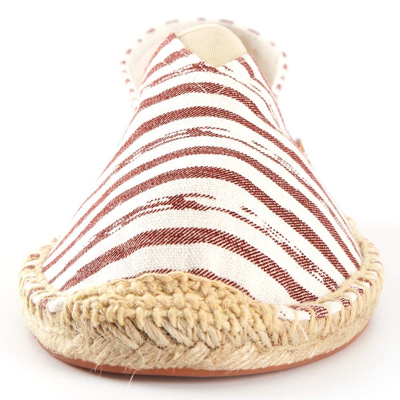 Kentti Men's Stripe Canvas Classic Flat Espadrilles, red, 44 EU