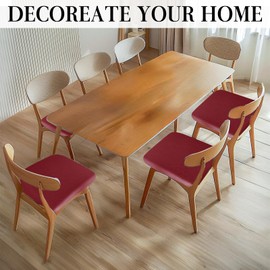 Lufyzora Pu Leather Dining Chair Seat Covers Set of 4, Waterproof Kitchen Chair Covers Stretch Chair Cover for Kitchen/Dining Room/Hotel, Tasteless seat Covers for Chairs (Wine Red - 4 PCS)