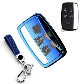 LETINGFAR Key Case for Land Rover, Smart Key Case, Key Cover, Soft TPU 5 Button Design for Land Rover, Key Holder, Suitable for Land Rover Range Rover Sports, etc, blue