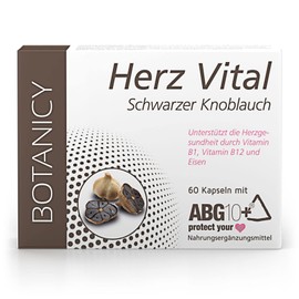 BOTANICY Herz Vital - High Dose Garlic Capsules, ABG10+ Black Garlic Extract, Best Bioavailability, for Heart and Vessels (60 Capsules, Monthly Pack)