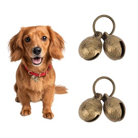 2pcs Extra Loud Copper Dog Bells, Collar Brass Pet Bells Vintage Copper Collar Charms Pendant Pets Pendant Accessories for Little Dogs & Cats