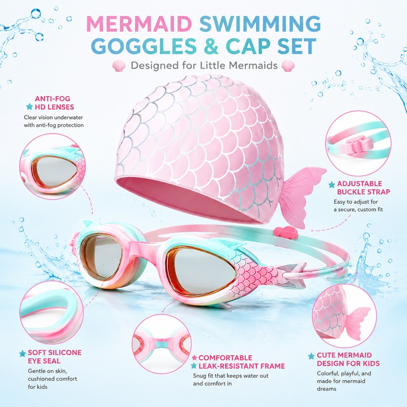 Kids Swimming Goggles for Pool Training – Anti-Fog Adjustable Fit