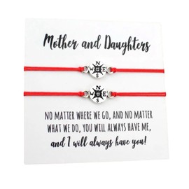 Mother and Daughter Card with Compass Wish Bracelets Set for 2 (Red) Miss Fit Boutique