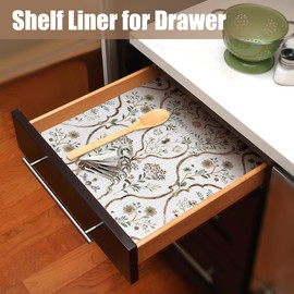 vuacepe Drawer and Shelf Liner for Kitchen Cabinets Non-Adhesive Drawer Liners Strong Grip Floral Shelf Liners Non-Slip Cabinet Liner,Waterproof Kitchen Cabinet Liners for Shelves,12in × 16.4FT
