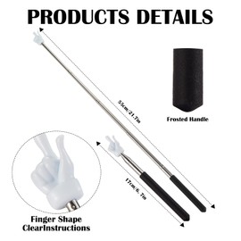3 Pcs Telescopic Teachers Pointer for Classroom, Extendable Hand Pointer Finger Pointer Stick, Mini Retractable Pointing Stick for Elementary School Kindergarten Teacher, Black