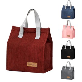 shaohui Lunch Bags for Women Men, Waterproof and Leakproof Lunch Box Tote Bags, Reusable Insulated Lunch Tote Bags for Work, School, Picnic, Camping Trips (Burgundy)