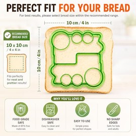 FUNGYAND Juego de cortadores de sándwich, juego de accesorios para caja Bento 45-en-1 incluye cortador de pan para sándwich, cortador de frutas, pinchos para comida de animales, molde para arroz