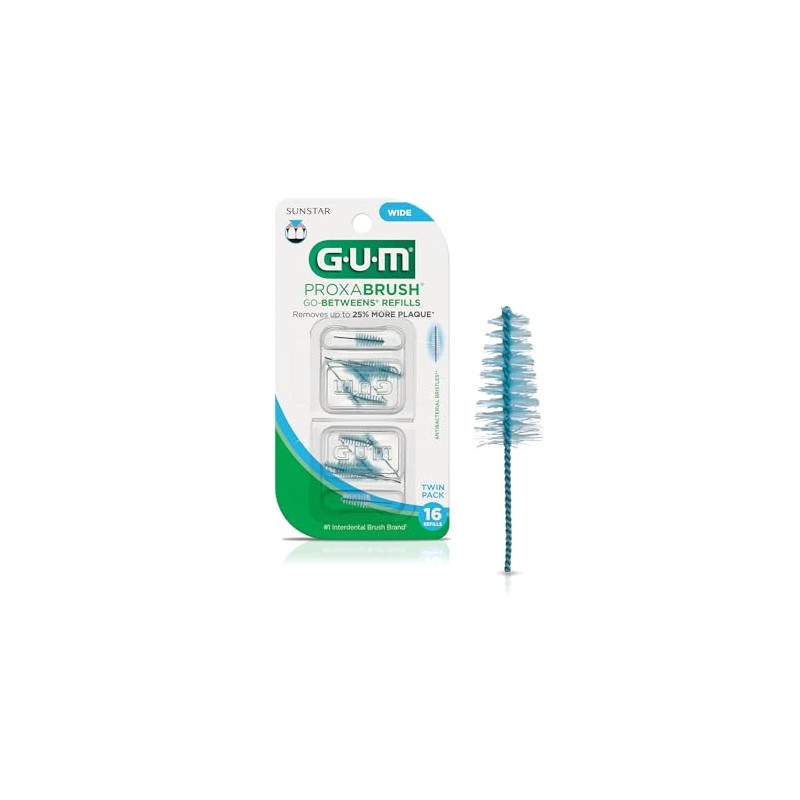 GUM Proxabrush Go-Betweens Interdental Brush Refills, Wide, 16 Count
