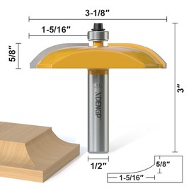 XDENGP Cove Raised Panel Router Bits 1/2 Shank for Cove-Cut, 3-1/8-Inch Diameter, Shaker Raised Cabinet Door Making Frame Panel Design Router bits for use with Rail and Stile Moulding Router bit