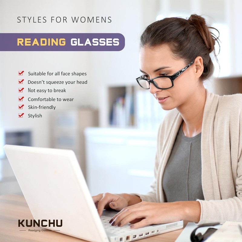 Reading Glasses for Women Men- Blue Light Blocking Spring Hinge
