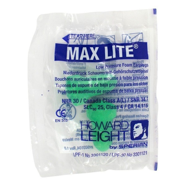 HOWARD Leight Max Lite Hearing Protectors Pack of 2