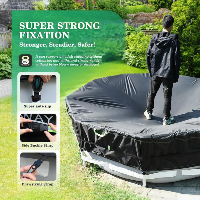 UIRWAY 500D Winter Pool Cover 14FT Round [2025 Upgraded Heavy