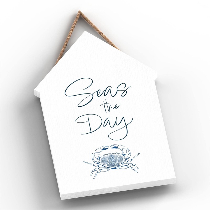 Global Designs Seas The Day Coastal Blue Nautical Sign Wooden