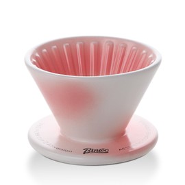 Bincoo Ceramic Coffee Dripper Vertical Lines,Pour Over Coffee Maker Size 01,Manual Pour Over Brew Maker,Single Cups Slow Brewing Accessories (Pink)