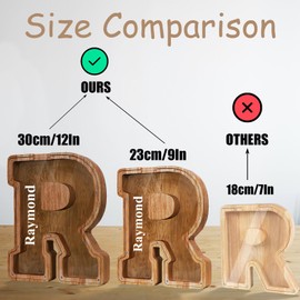 Fao Thuofyr Extra Large Wooden Piggy Bank - Piggy Bank for Kids,Piggy Bank Girls, Piggy Bank for Boys,Alphabet B Money Bank,Coin Bank,Kids Money Bank-Childrens Banks(12"- Initial-B)