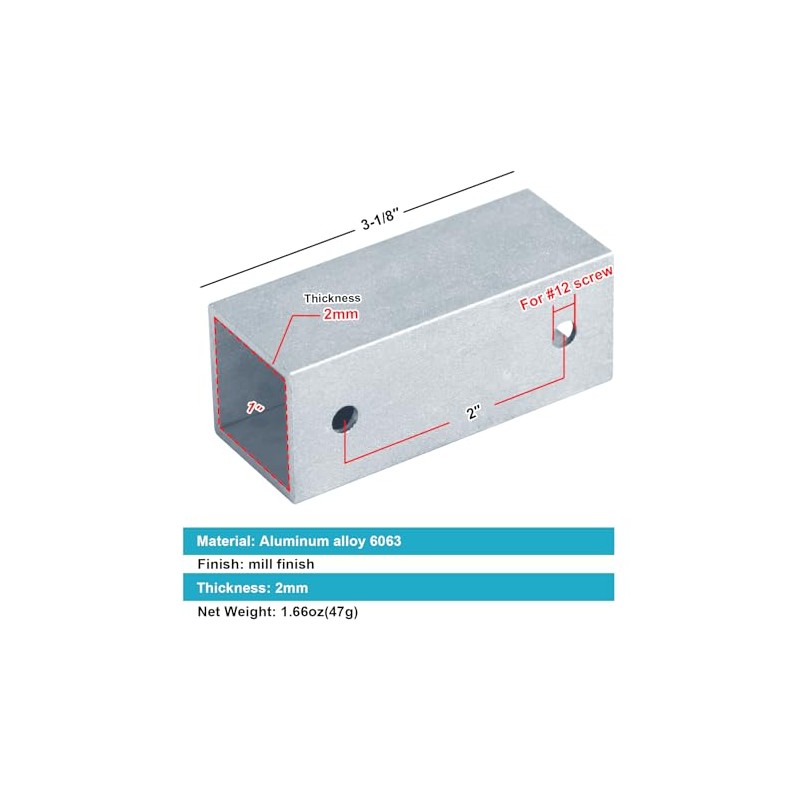 OTTFF 10 Pack 1" Aluminum Square Tube Connector, 2 Way