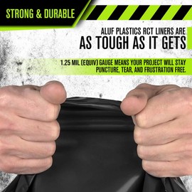 Aluf Plastics Aluf Plastics RCT-45XX Star Sealed Coreless Rolls with E-Z Tie Flap Closure, 45 gal, Polyethylene, 40" x 46", Black (Pack of 400)