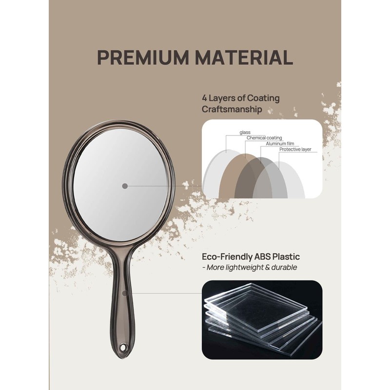 OMIRO Hand Mirror, Double-Sided Handheld Mirror 1X/3X Magnifying Mirror with