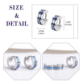 Feilok Men's Earrings Women's Hoop Earrings Stainless Steel Folding Hoop Huggie Roman Numerals Unique Men Women Gold Blue Black, Stainless Steel