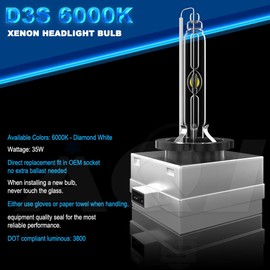 AQJ For GMC Yukon XL 2015-2019 2X D3S Front HID Xenon White Headlight Bulbs Low Beam