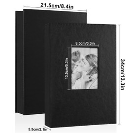 Benjia Photo Album 300 Pockets 6x4 Photos, Extra Large Size Leather Cover Slip in Wedding Family Photo Albums that Holds 300 6x4" / 10x15cm Photos Pictures Black