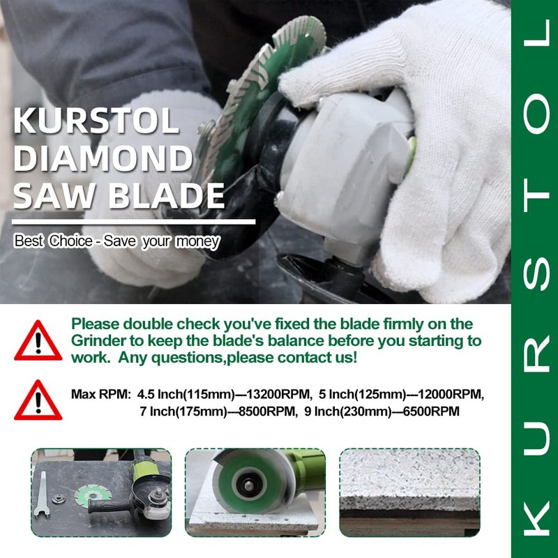 KURSTOL Granite Diamond Cutting Blade - 125mm Concrete Cutting Disc