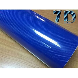 7D Premium High Gloss Blue Carbon Fiber Vinyl Film Wrap Bubble Free Air Release 6D Free Tool Kit (180" x 60" / 15FT x 5FT)