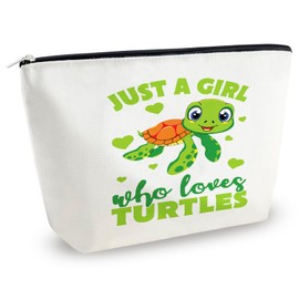 Yoxiumi Sea Turtle Gifts for Women Cute Sea Turtle Decor Travel Turtle Beach Bags for Women Turtle Themed Makeup Box Organizer Green Makeup Bag Turtle Accessories Turtles Makeup Pouch, white
