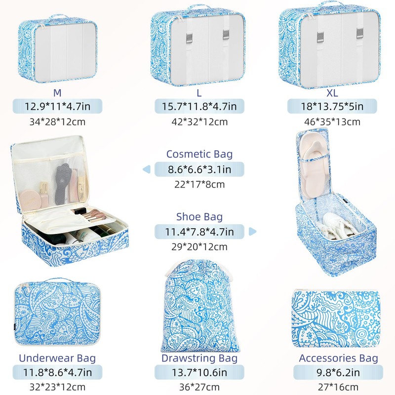 BAGAIL 8 Set Packing Cubes Luggage Packing Organizers for Travel