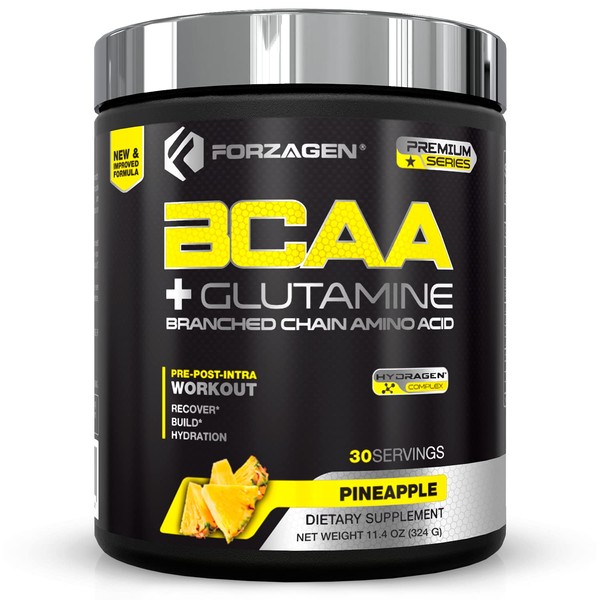 Forzagen BCAAS Amino Acids Powder with Glutamine BCAA Powder, Branched Chain Amino Acids Supplements Powder, BCAA Lean Energy Pre Workout - Post Workout Muscle Recovery Powder, 30 Servings