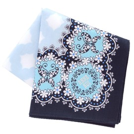 [ANNA SUI] Anna Sui 109024-0006-01 Printed Handkerchief, Small Flower & Butterfly (Blue) [100% Cotton] Women's Women's Approx. 19.7 inches (50 cm), blue