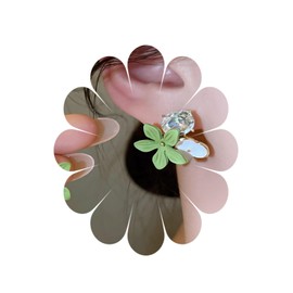 Punk Metal Flower Stud Earrings Gold Textured Flower Earrings Vintage Flower Earrings Fashion Shell Flower Stud Earrings Jewellery for Women and Girls, Alloy Steel, Cubic Zirconia