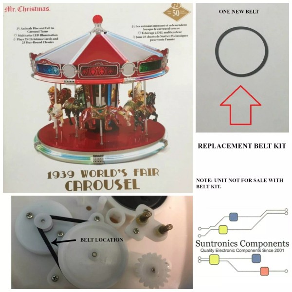 MR. CHRISTMAS 1939 WORLD'S FAIR CAROUSEL REPLACEMENT SQUARE BELT KIT
