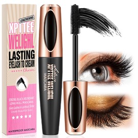 Mascara Volume and Length, Waterproof Mascara Black Lengthening Volumizing, 4D Silk Fiber Falsies Mascaras Natural Full and Soft No smudge Long Lasting Mascaras for Women Makeup