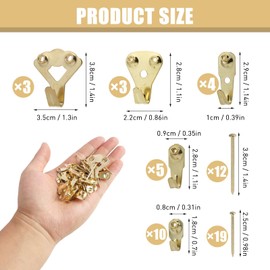 Pack of 25 Picture Hooks, Heavy Duty Picture Hanger Set, Hooks for Metal Picture Frames with Nails, Picture Hooks, Frame Hangers, Metal Picture Hangers, for Frames, Mirrors, Paintings and Decorations