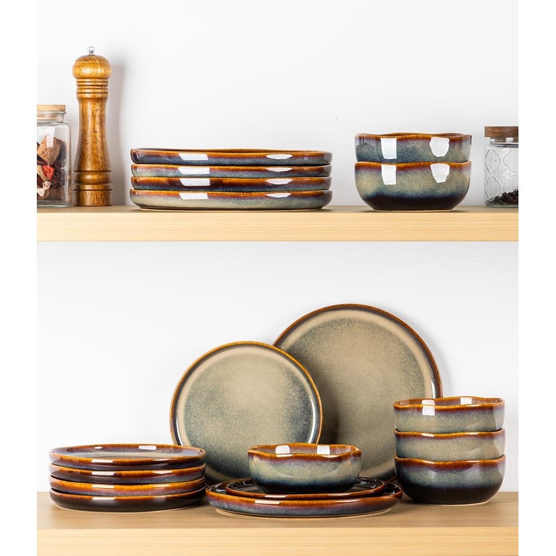 theterra Dinner Plates Set of 6, 10.25 Inch Ceramic Dinner