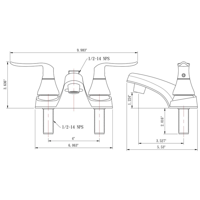 Dura Faucet DF-PL720LH-CP RV Bathroom Faucet with Winged Levers and