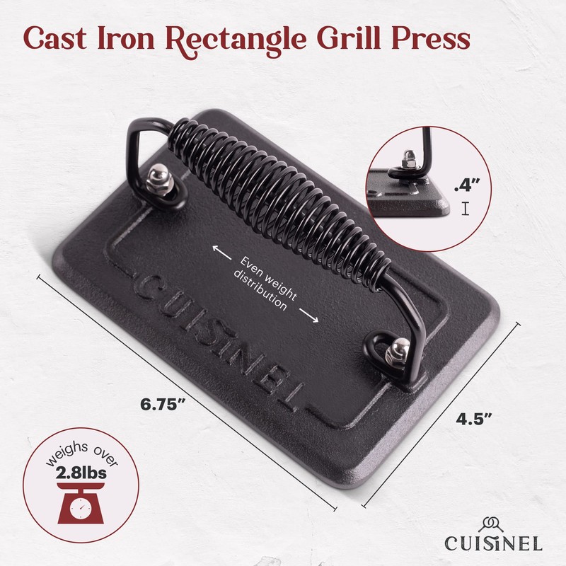 Cuisinel Cast Iron Griddle/Grill + Burger Press + Pan Scrapers